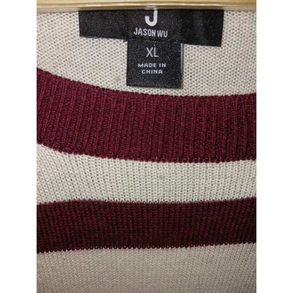 J Jason Wu Top Knit Women's XL Multi Striped Sweater Pink White Maroon **flaw** - Picture 2 of 12